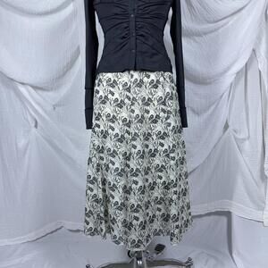 Vintage Floral Indie Boho Fairy Pattern Midi Skirt (14P)